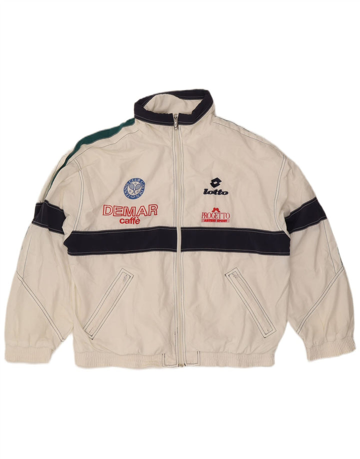 Lotto Herren-Trainingsanzugoberteil mit Grafik, XL, weißes Farbblock-Polyester