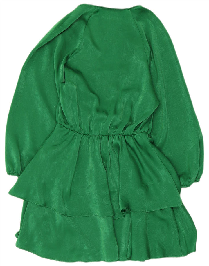 Zara Damen-Kleid mit 3/4-Ärmeln, gestuft, Größe S, Grün, Polyester