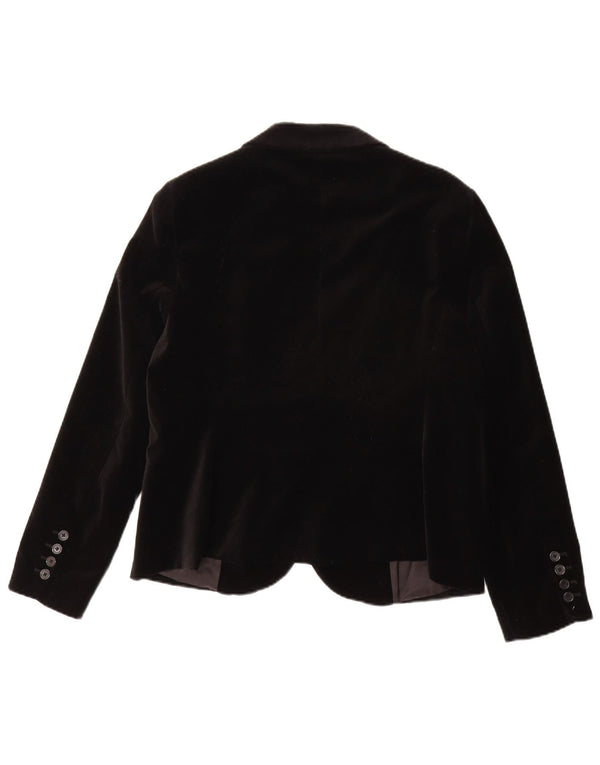 1.2.3 PARIS Damen-Blazer aus Samt mit 2 Knöpfen, EU 44, mittelschwarz, Baumwolle