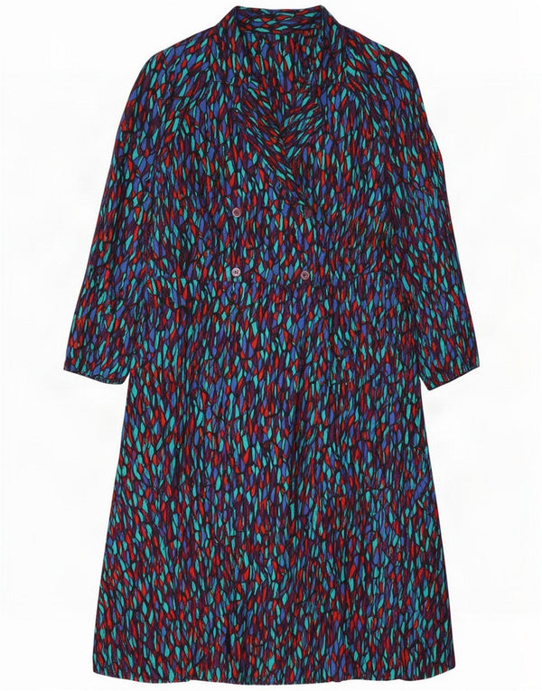 St Michael Womens Abstract Pattern Langarm-Maxikleid UK 20 2XL Blau