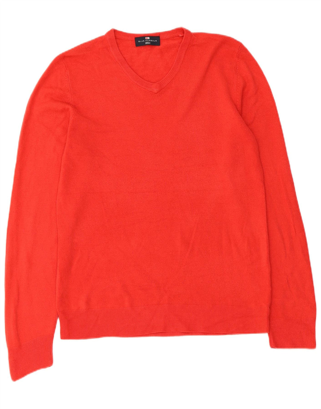 Marks & Spencer Herren Blue Harbor V-Ausschnitt Pullover Pullover Small Rot Acryl