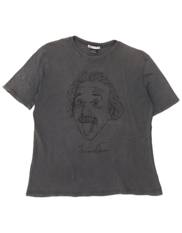 Zara Herren Albert Einstein Graphic T-Shirt Top Small Grau
