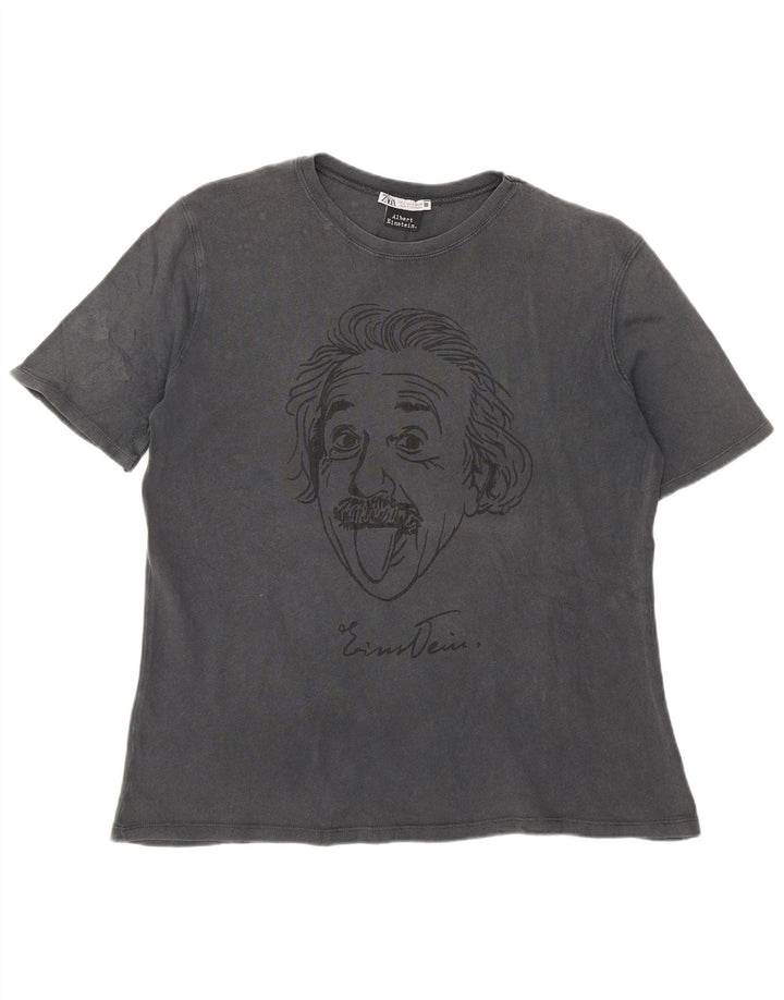 Zara Herren Albert Einstein Graphic T-Shirt Top Small Grau