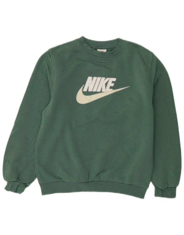 Nike Jungen-Sweatshirt mit Grafik, 12–13 Jahre, groß, grüne Baumwolle