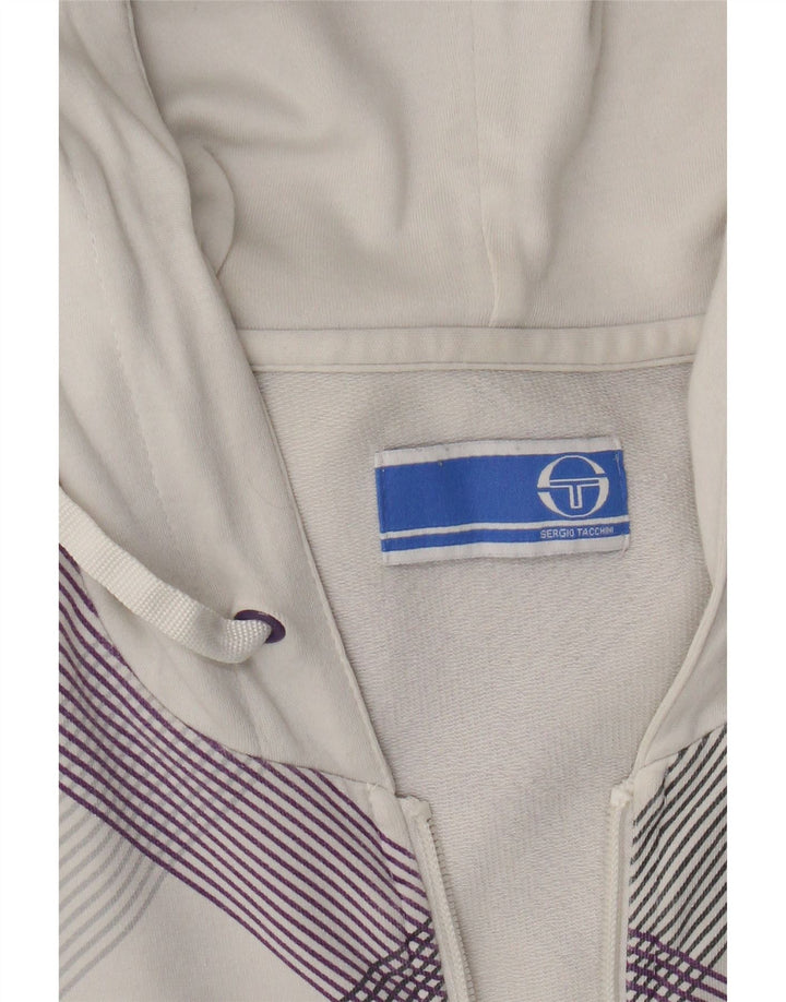 Sergio Tacchini Damen Kapuzenpullover UK 8 Small Weiß Kariert