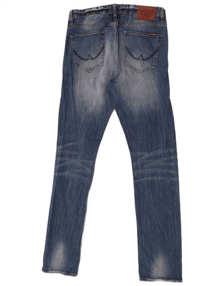Superdry Herren Distressed Slim Jeans W32 L34 Blaue Baumwolle