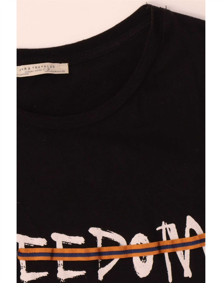Zara Damen Trafaluc Graphic T-Shirt Top Medium Schwarz