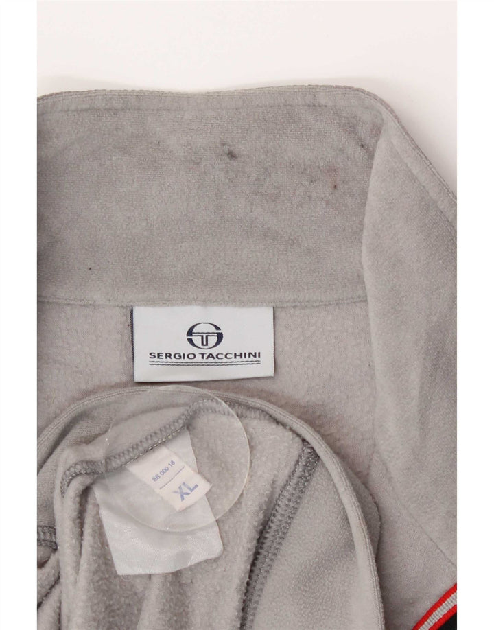 Sergio Tacchini Herren Fleecejacke UK 42 XL Grau Nadelstreifen