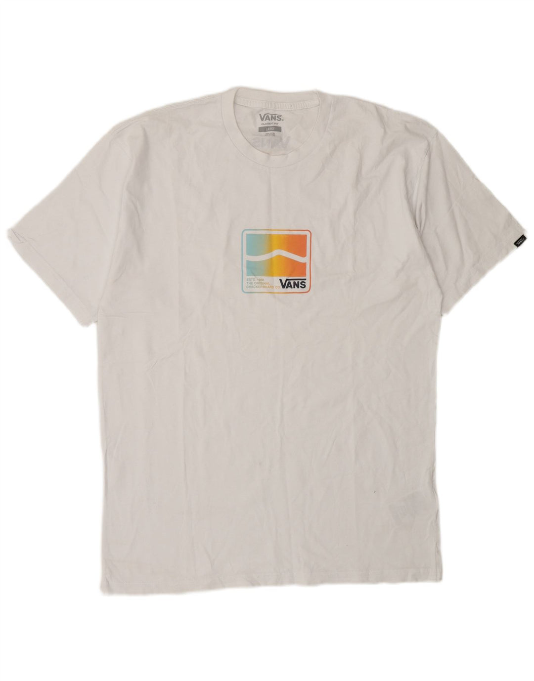 Vans Herren-T-Shirt mit klassischer Passform, Grafik, Größe L, aus weißer Baumwolle