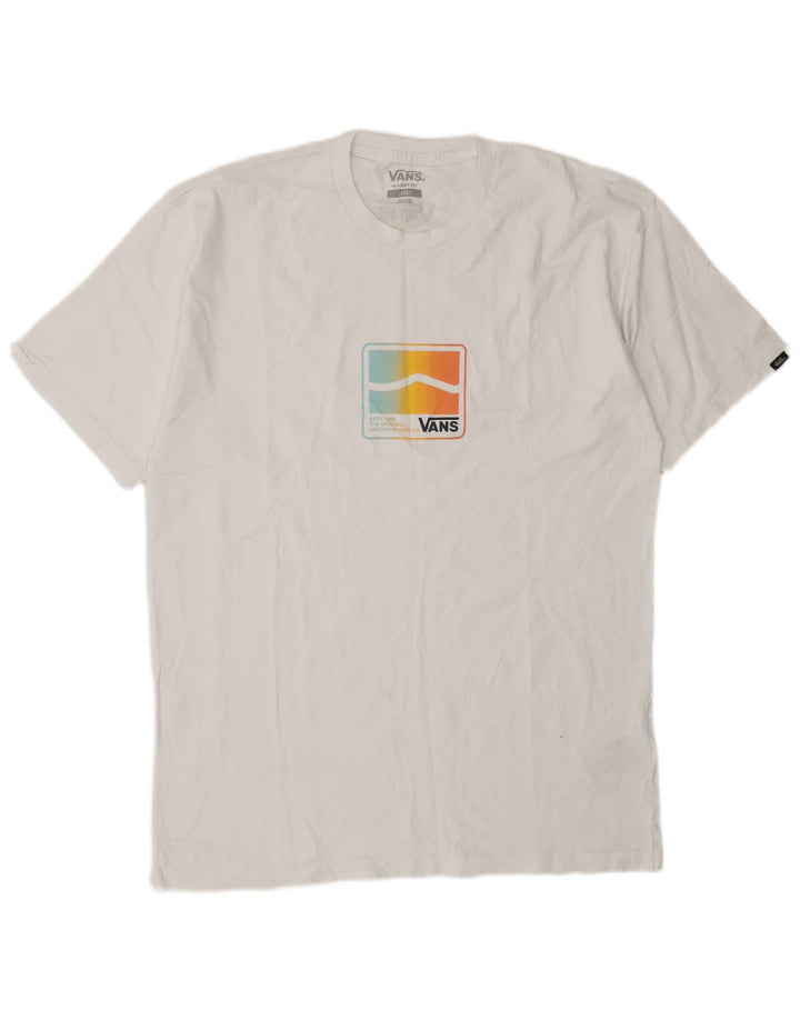 Vans Herren-T-Shirt mit klassischer Passform, Grafik, Größe L, aus weißer Baumwolle