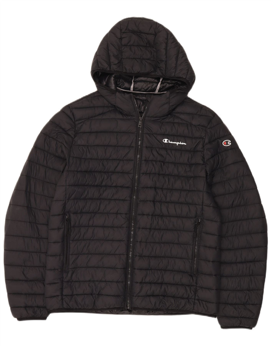 Champion Herren-Jacke mit Kapuze, gepolstert, Größe 40, Schwarz