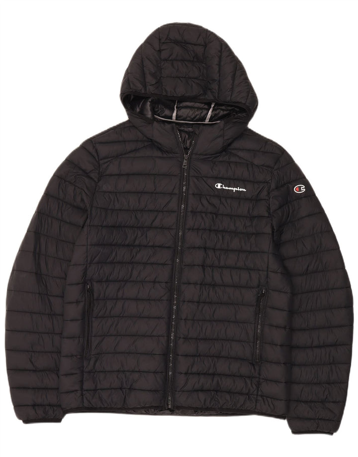 Champion Herren-Jacke mit Kapuze, gepolstert, Größe 40, Schwarz