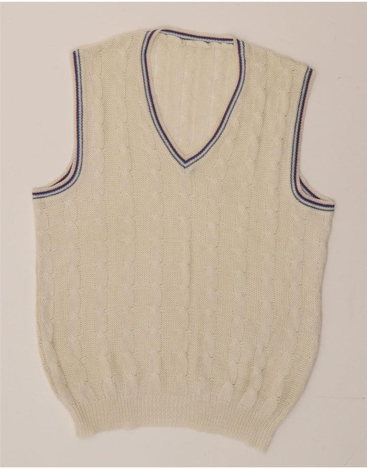 Vintage Herren Weste Tank Top Medium Off White