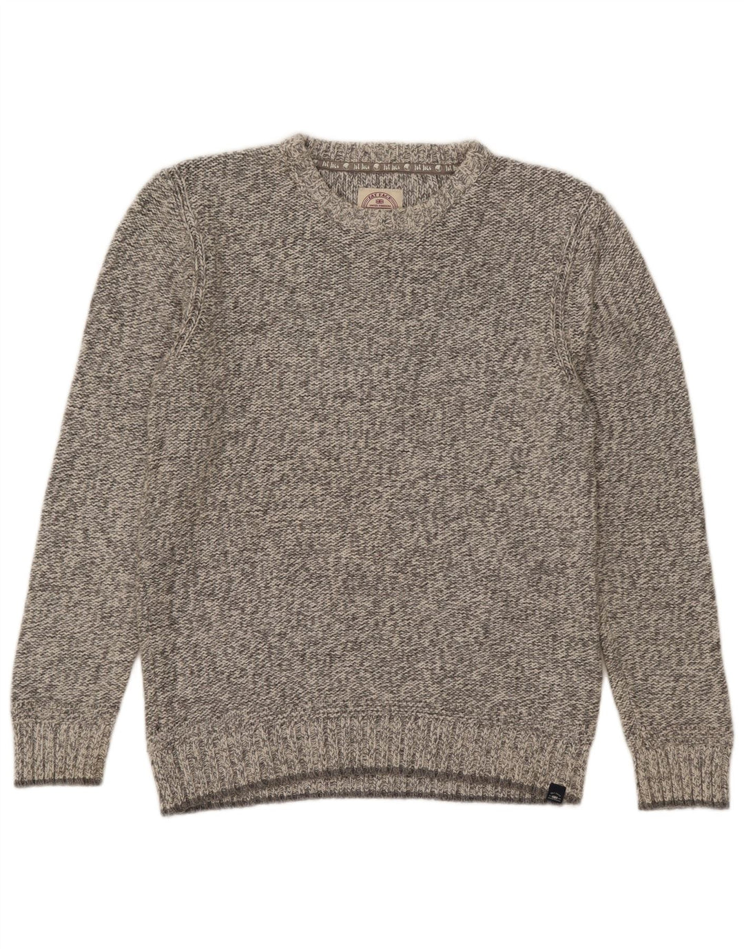 Fat Face Herren-Pullover mit Rundhalsausschnitt, mittelgrau gesprenkelte Baumwolle