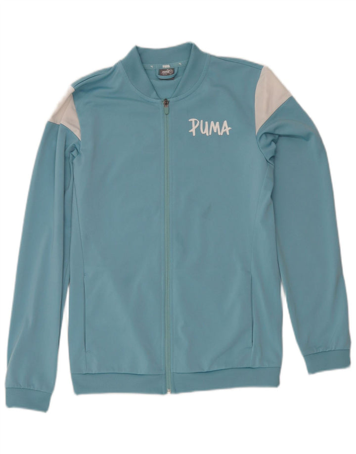 Puma Jungen Grafik-Trainingsanzug-Top-Jacke, 15–16 Jahre, blaues Farbblockdesign
