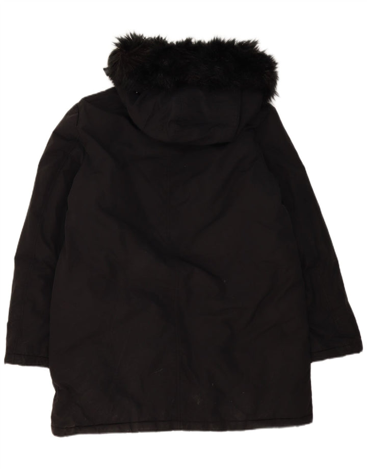Übergroße Parka-Jacke mit Kapuze von Zara für Damen, Gr. 40, Größe L, Schwarz, Polyester