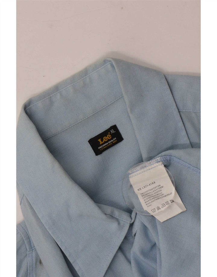 Lee Herren Kurzarmhemd XL Blau Baumwolle
