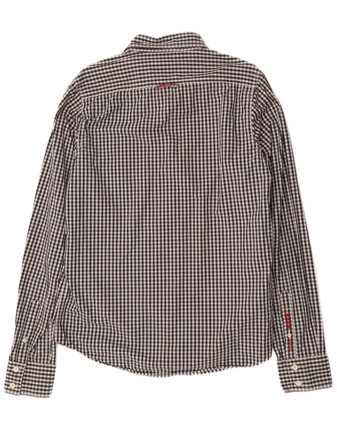 SUPERDRY Herrenhemd XL, schwarze Gingham-Baumwolle