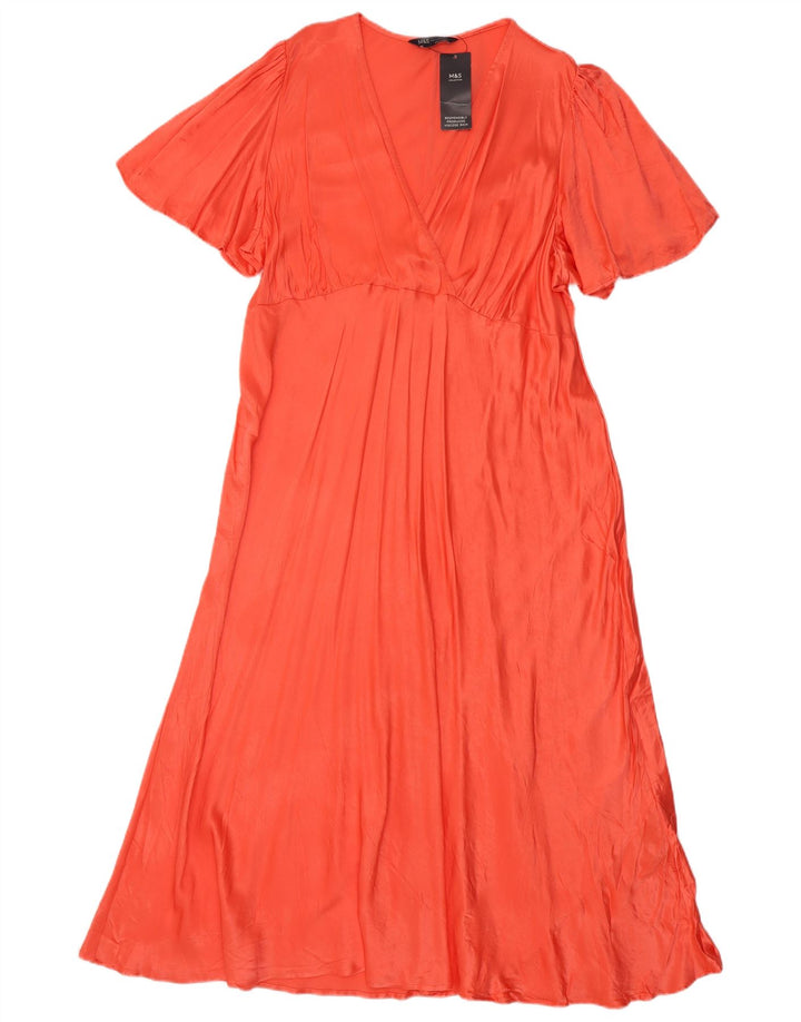 Marks & Spencer Damen Normales Maxikleid UK 22 3XL Orange Viskose