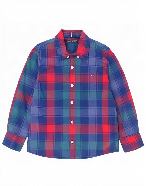 Tommy Hilfiger Flanellhemd für Jungen, 3–4 Jahre, blau karierte Baumwolle