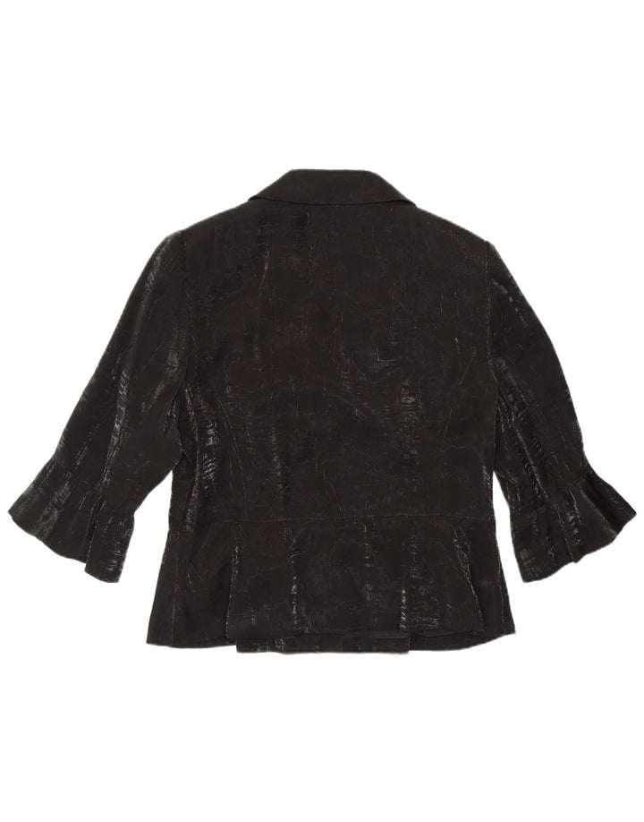 TUZZI Damen-Blazerjacke mit 3/4-Ärmeln und 2 Knöpfen, UK 18, XL, schwarze Viskose