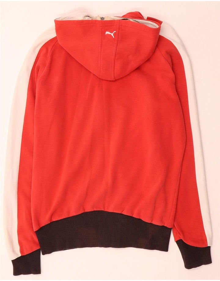 Puma Herren-Kapuzenpullover mit Reißverschluss, mittelrote Colourblock-Baumwolle