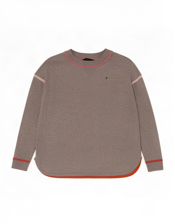 Tommy Hilfiger Damen-Oversize-Oberteil mit langen Ärmeln, UK 6, XS, grau gefleckte Baumwolle