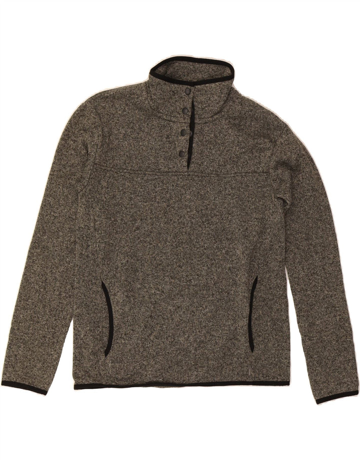 EDDIE BAUER Womens Button Neck Sweatshirt Jumper UK 10 Small Khaki Flecked Vintage Eddie Bauer and Second-Hand Eddie Bauer from Messina Hembry 