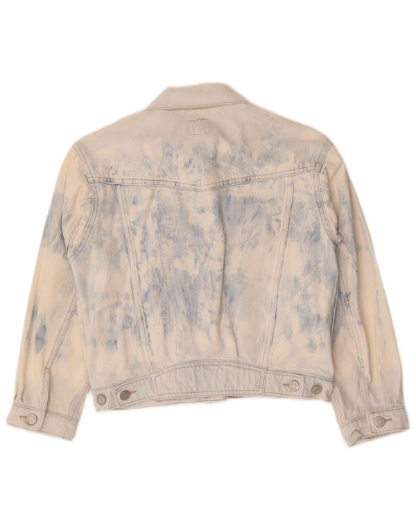 Gap Damen Crop Denim Jacke UK 6 XS Blaue Batik-Baumwolle