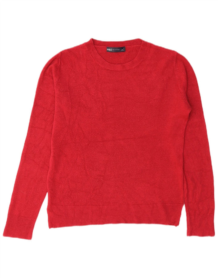 Marks & Spencer Damen-Pullover mit Rundhalsausschnitt, Gr. 10, Größe S, Rot, Acryl