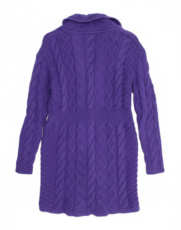 Blarney Damen Longline-Cardigan-Pullover UK 14 Large Lila Merinowolle