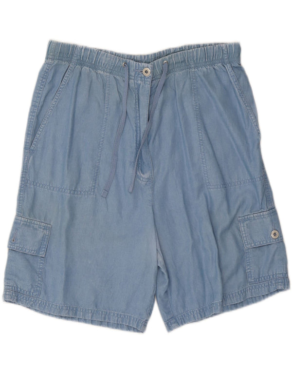 Marks & Spencer Damen-Cargoshorts mit hoher Taille, UK 16, Größe L W34, blaues Lycra