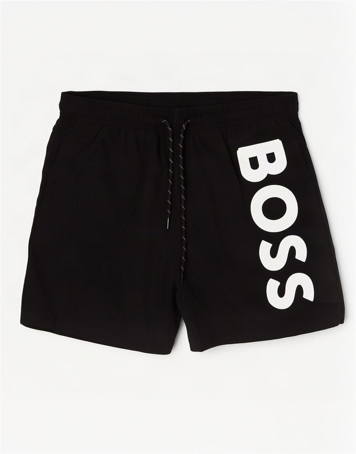 Hugo Boss Herren Badeshorts mit Grafik, Mittelschwarz, Polyamid