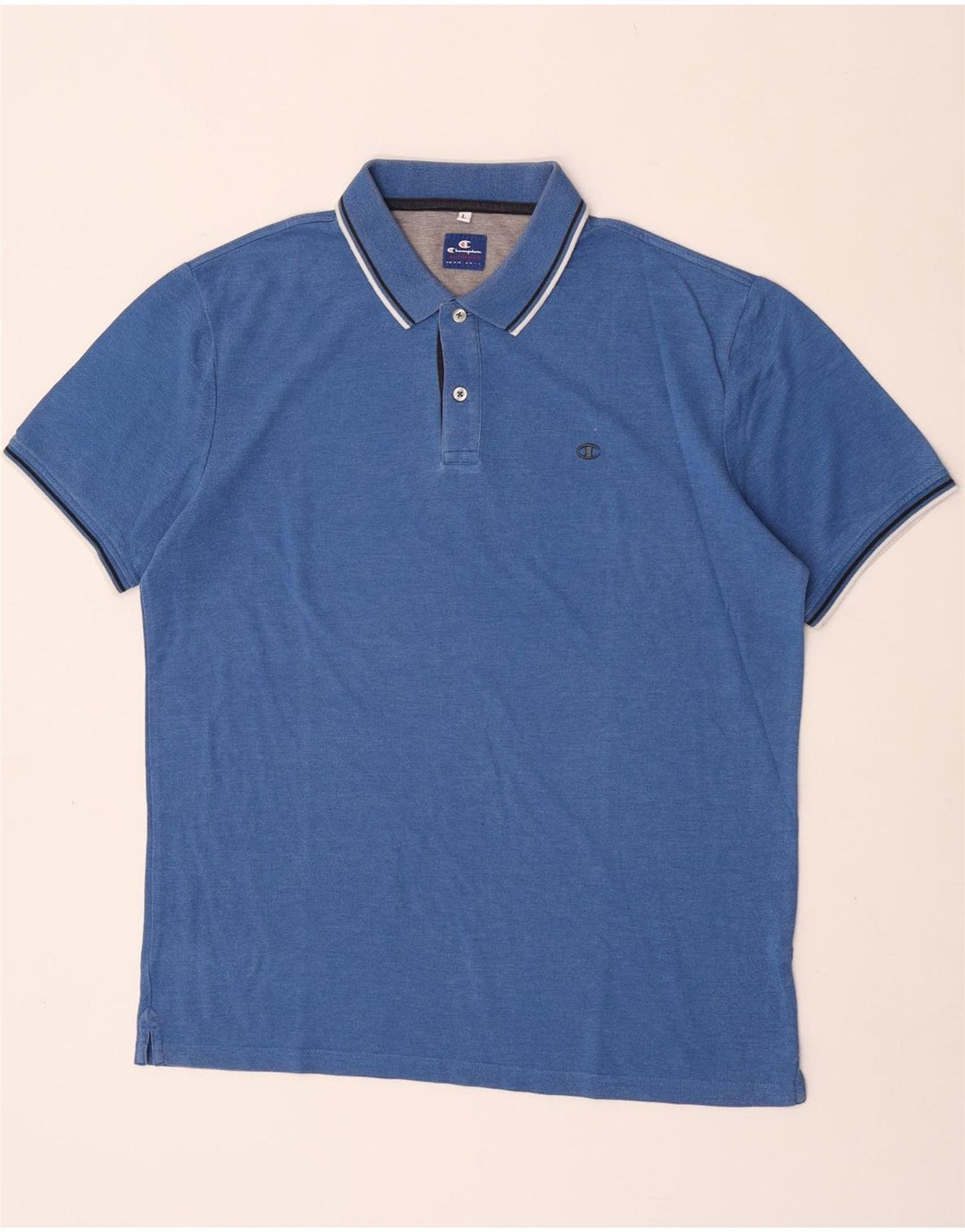 CHAMPION Herren-Poloshirt, groß, blau gestreift