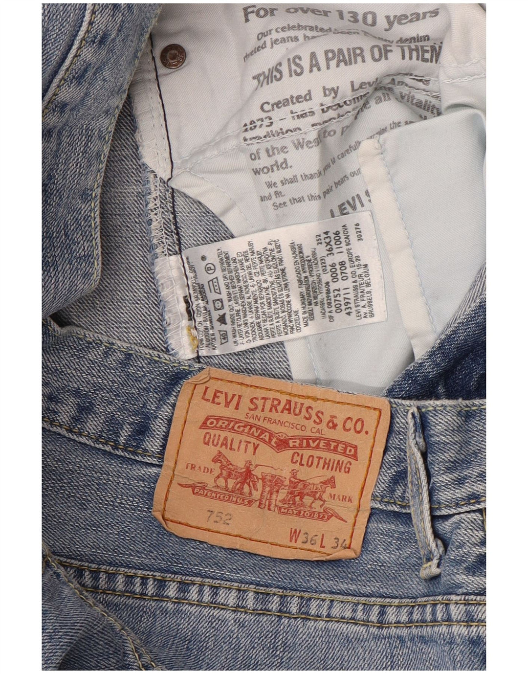 Levi's Herren 752 Denim Shorts W36 Große blaue Baumwolle