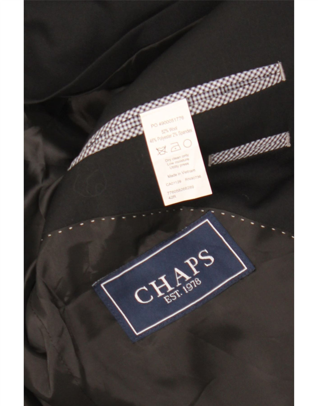 Chaps Herren-Blazer mit 2 Knöpfen, UK 42, XL, schwarze Wolle