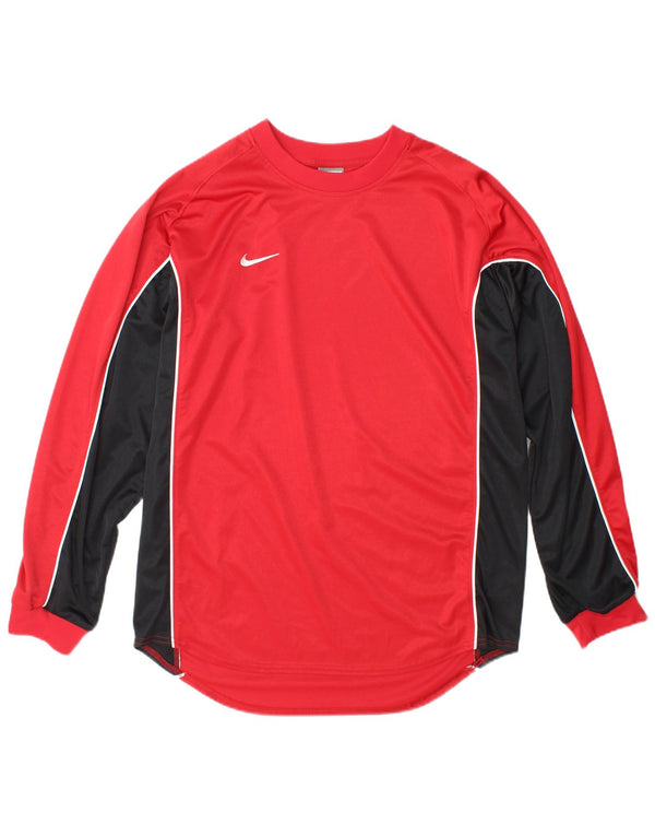 Nike Herren Top Langarm UK 42/44 Großes rotes Colourblock-Polyester