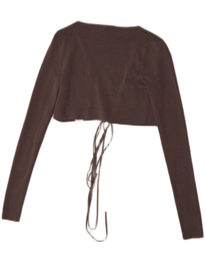 Zara Damen Crop Cardigan Top UK 8 Small Graue Viskose