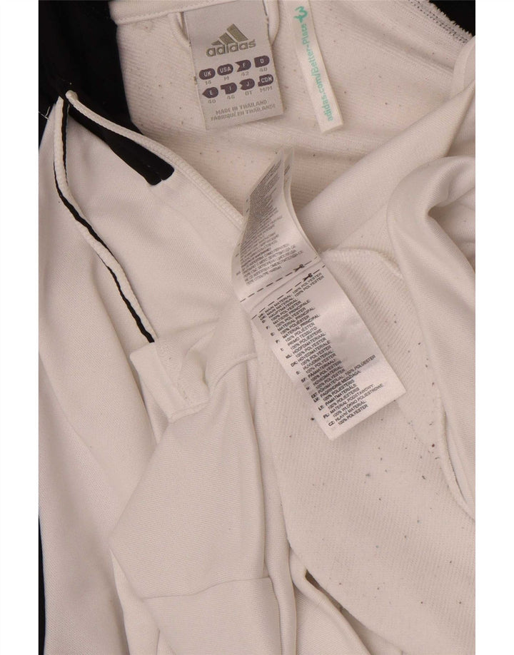 Adidas Damen Zip Hoodie Pullover UK 14 Mittelweißes Colourblock-Polyester