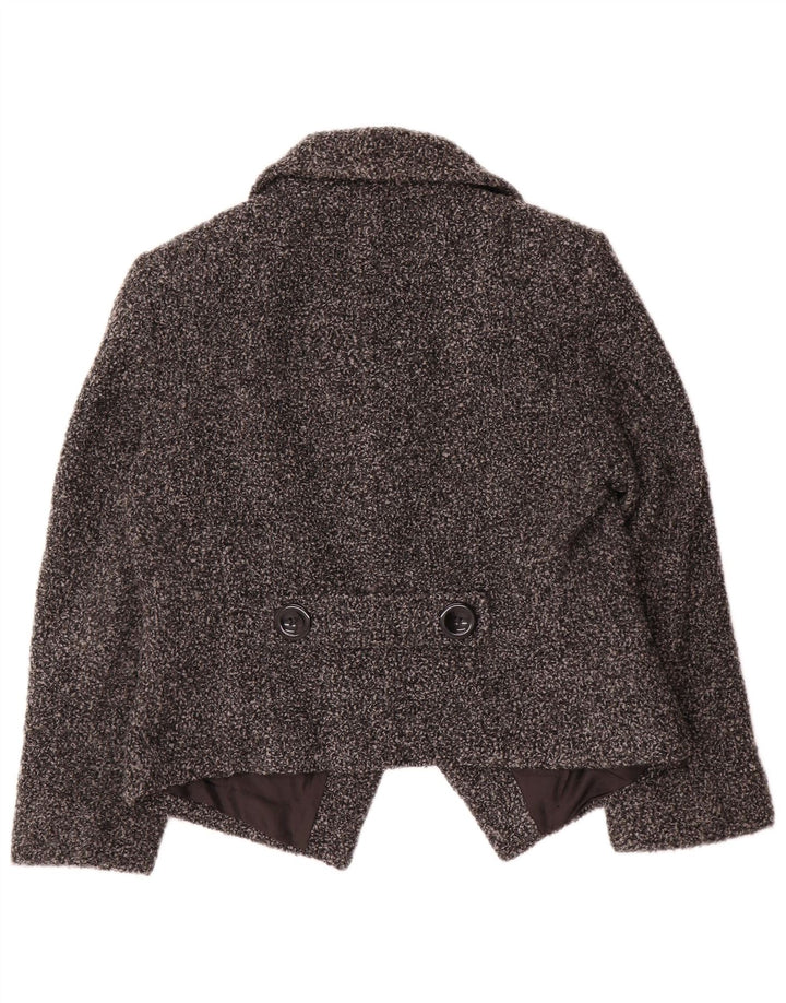 Marks & Spencer Damen-Blazerjacke mit 2 Knöpfen, Gr. 14, groß, grau gesprenkelte Wolle