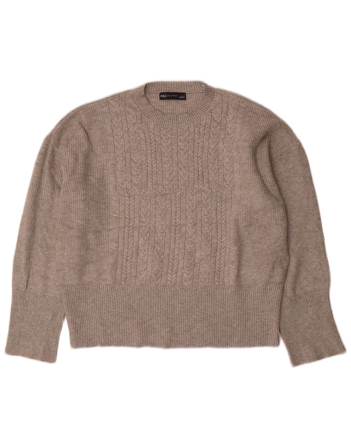 Marks & Spencer Damen-Pullover in Übergröße mit Rundhalsausschnitt, Gr. 14, Mittelgrau