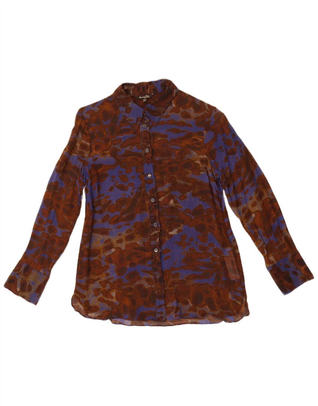 Massimo Dutti Damen-Hemdbluse mit abstraktem Muster, EU 38, klein, Braun