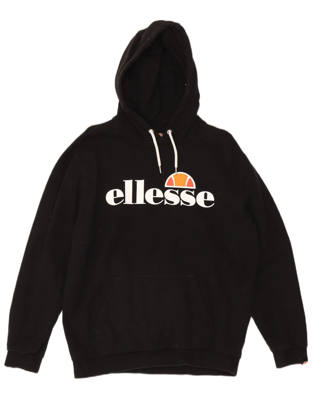 Ellesse Herren-Kapuzenpullover mit Grafik, groß, aus schwarzer Baumwolle