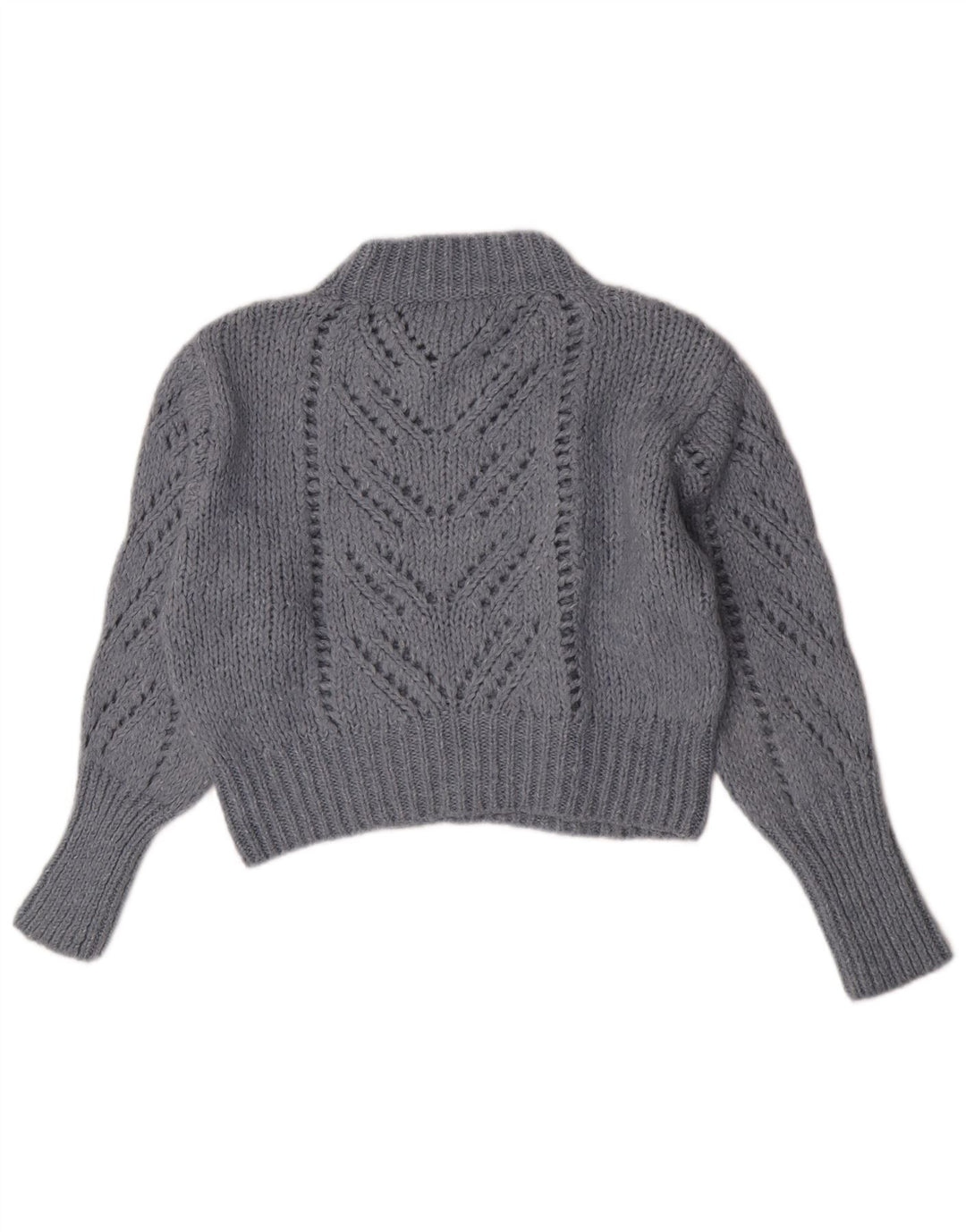 Zara Damen Cropped Rollkragenpullover UK 12 Mittel Blau Acryl