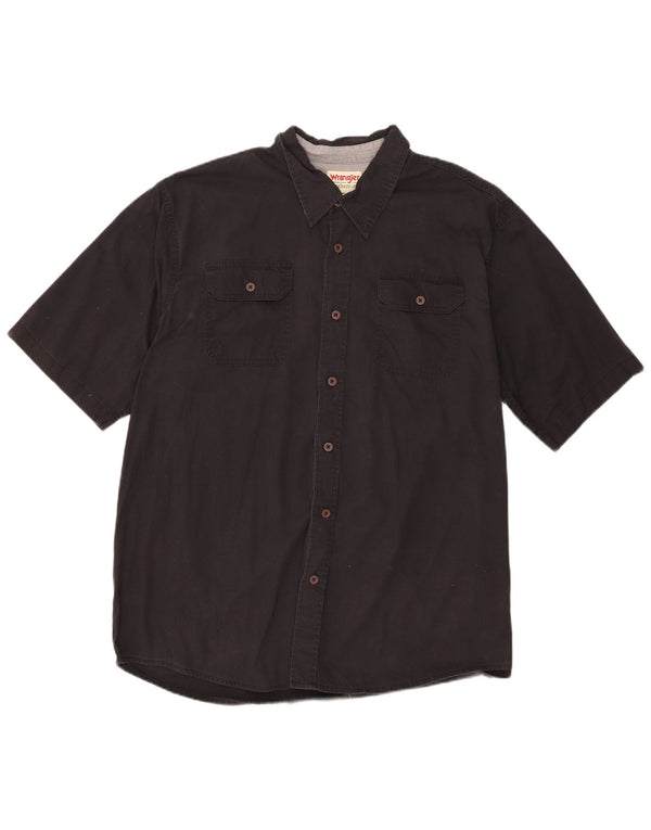 Wrangler Herren-Kurzarmhemd XL aus schwarzer Baumwolle