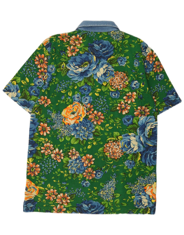 Jantzen Herren Rugby-Poloshirt 2XL grün geblümt Baumwolle