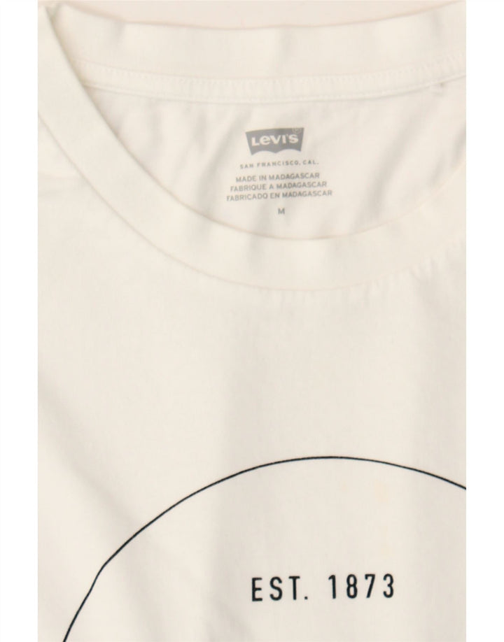 LEVI'S Womens Graphic T-Shirt Top UK 14 Medium White Cotton Vintage Levi's and Second-Hand Levi's from Messina Hembry 