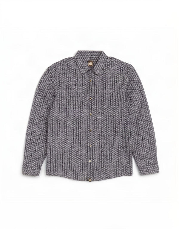 Pretty Green Herren-Hemd mit klassischer Passform, kleine blaue geometrische Baumwolle