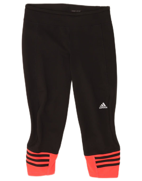 Adidas Damen Capri-Leggings UK 8-10 Small Black Colourblock Sports