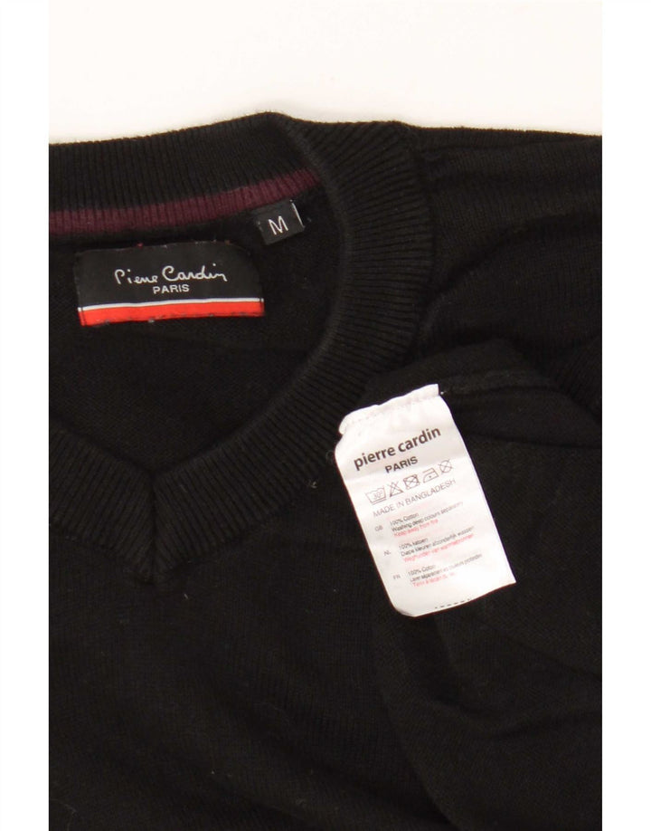 Pierre Cardin Herren-Pullover mit normaler Passform und V-Ausschnitt aus mittelschwarzer Baumwolle